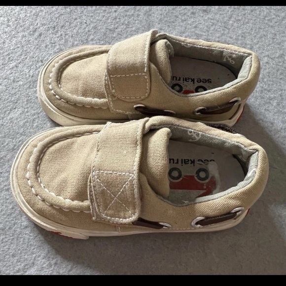 See Kai Run Hook & Loop Boat Shoes Toddler Boys 5 Tan Neutral Preppy Hipster - Picture 2 of 5